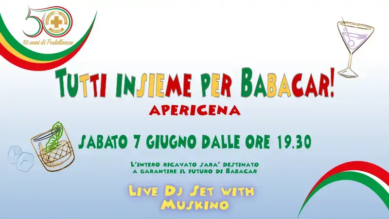 tutti insieme per babacar. Grafica promozionale