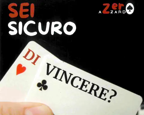 promo progetto zero azzardo due carte da gioco e la scritta sei sicuro di Vincere?